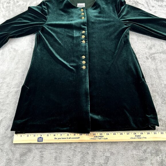 Vintage R&M Richards by Karen Kwong Green Velvet Long Tunic Top M/L Victorian - Picture 5 of 8